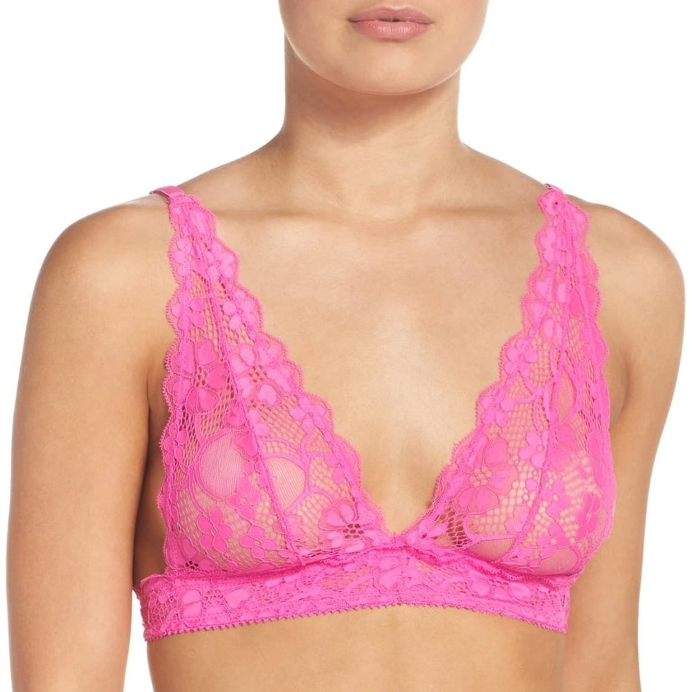 | honeydew intimates - camellia triangle lace bralette - medium |